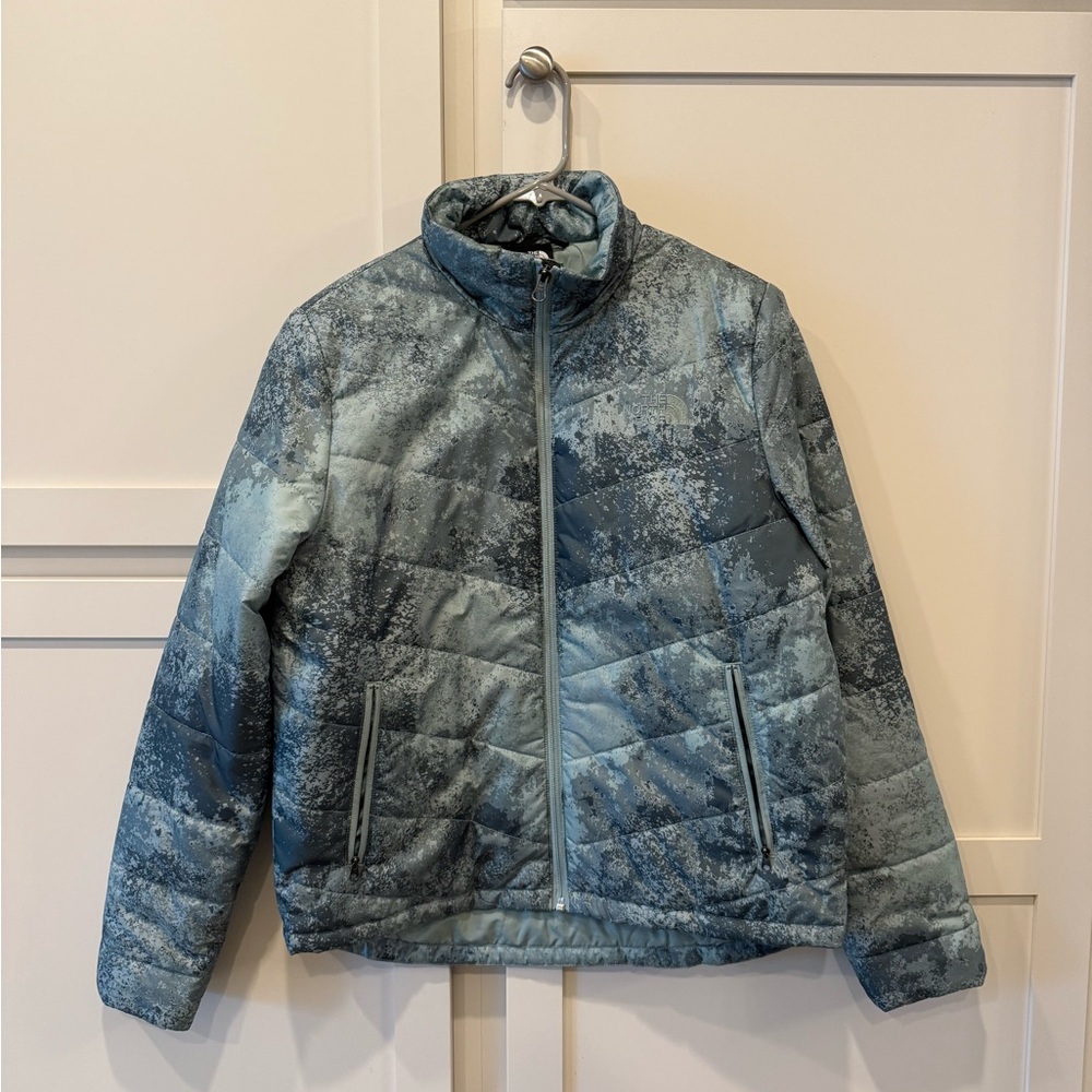The North Face Women Jadeite Green Hooded Tamburello Printed Parka Jacket Medium